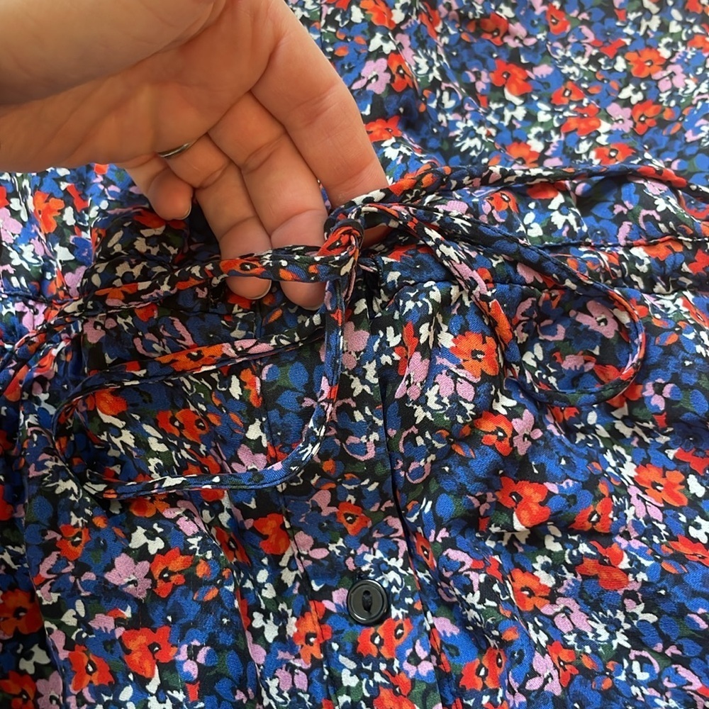 Parker Sleeveless Button Up Silk Blend Floral Dress, Size L/XL - Picture 5 of 9